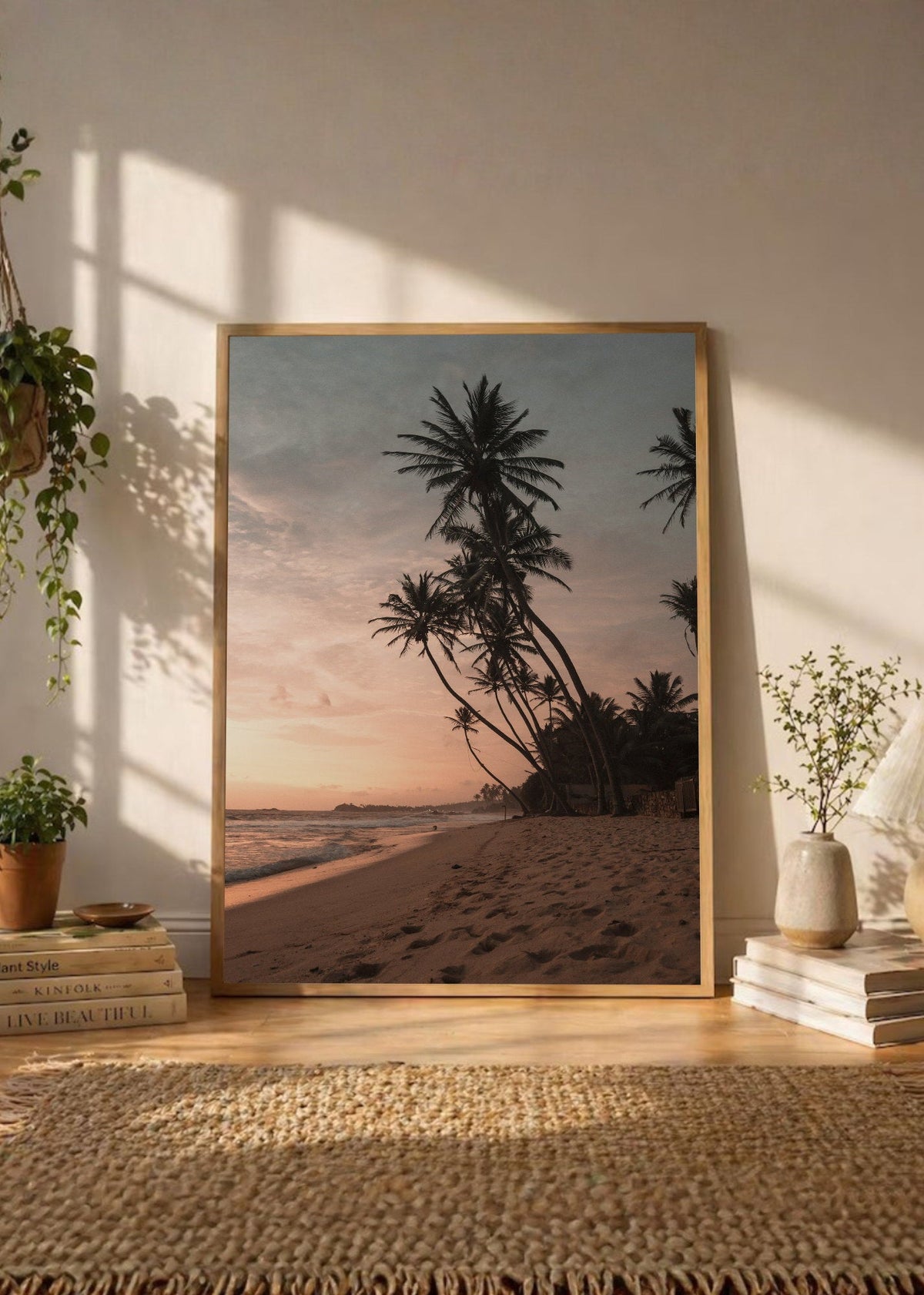 Cuadro Decorativo Playa, Palmeras Arena Crepúsculo