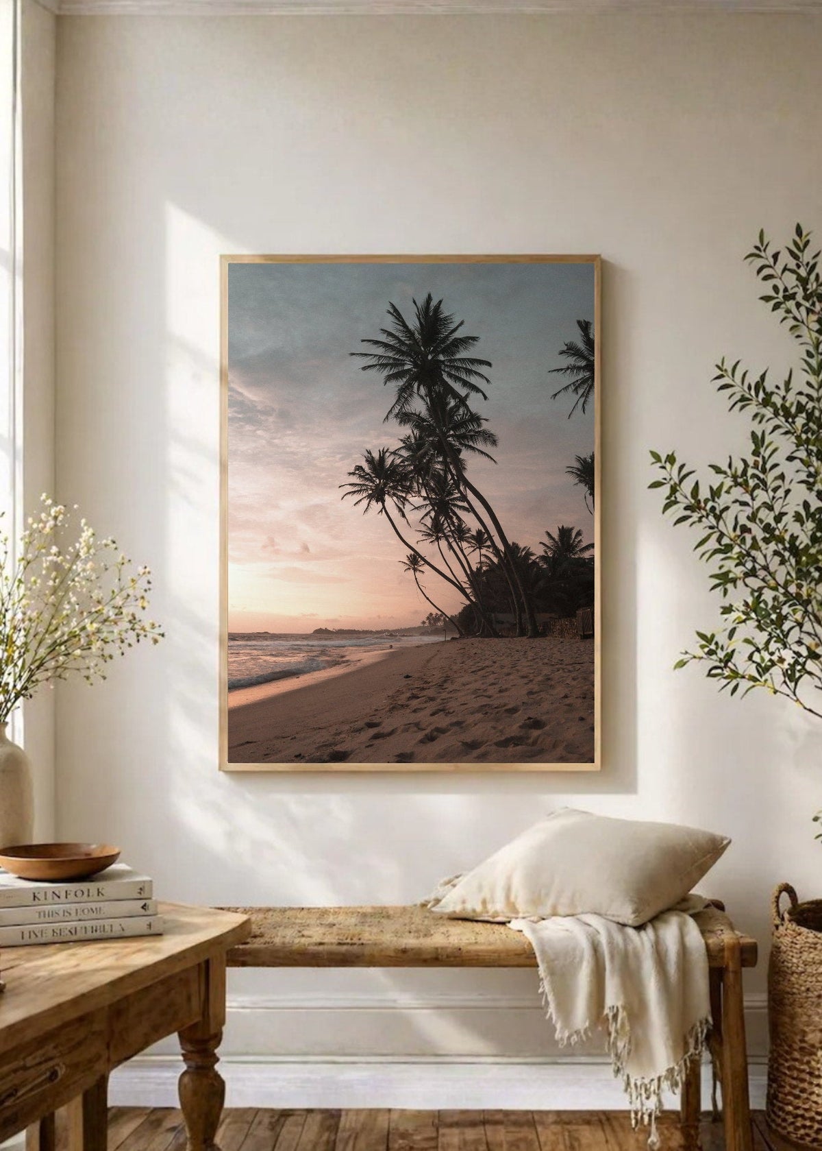 Cuadro Decorativo Playa, Palmeras Arena Crepúsculo