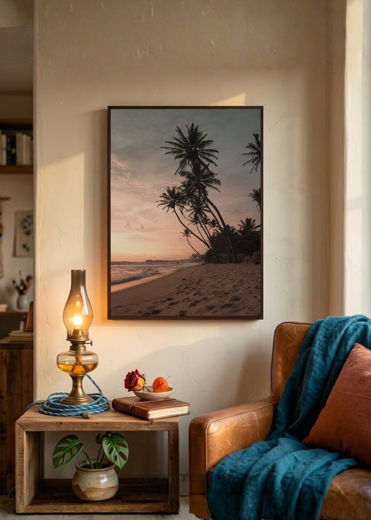 Cuadro Decorativo Playa, Palmeras Arena Crepúsculo