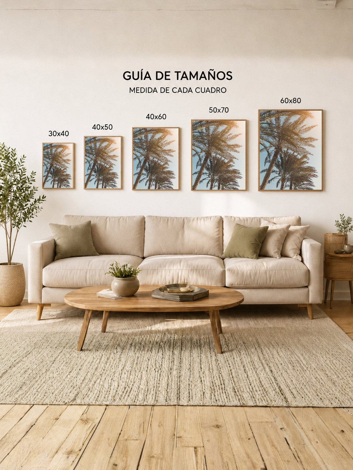 Cuadro Decorativo Playa, Palmeras Doradas Cielo
