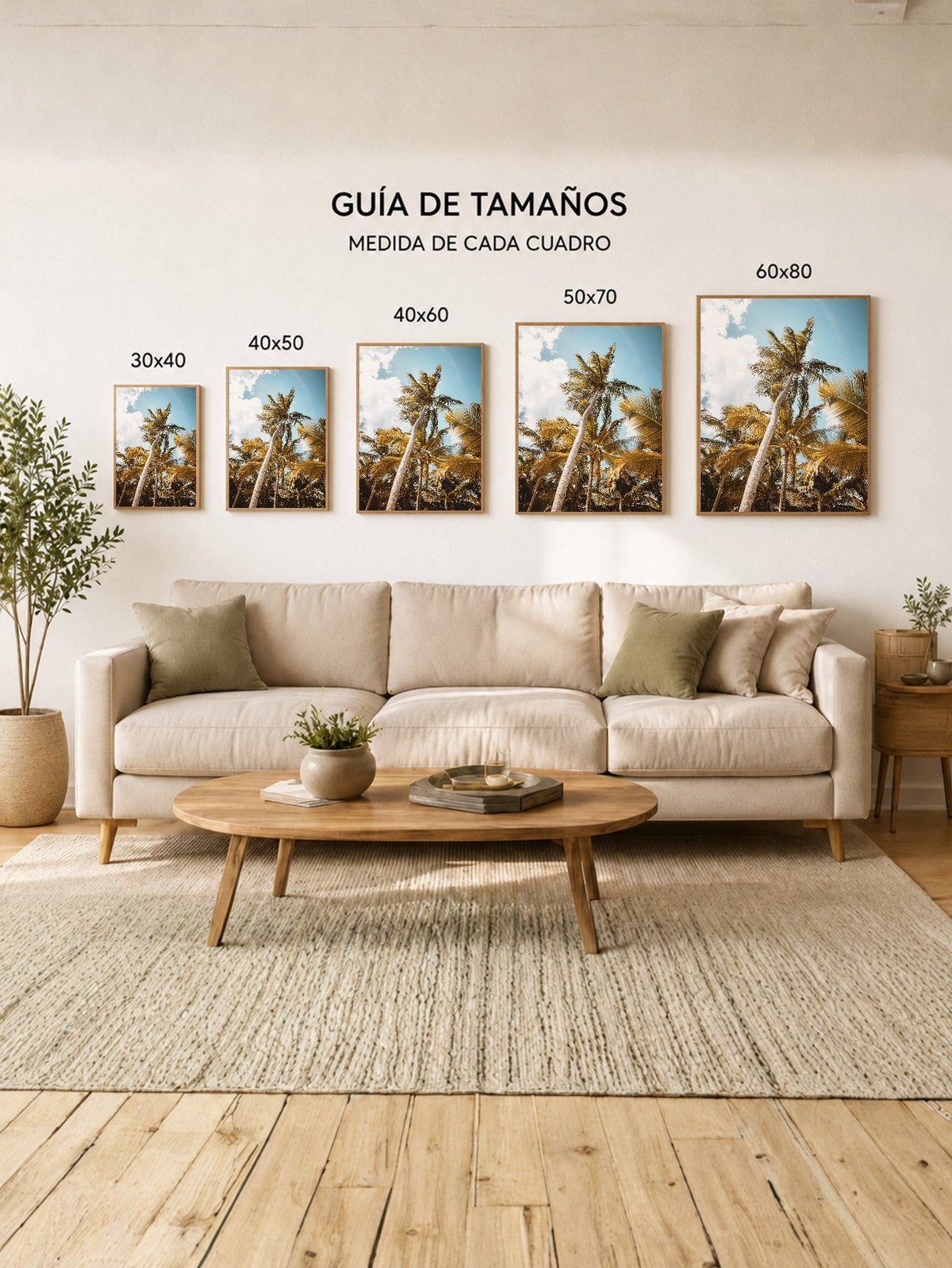 Cuadro Decorativo Playa, Palmeras Hora Dorada