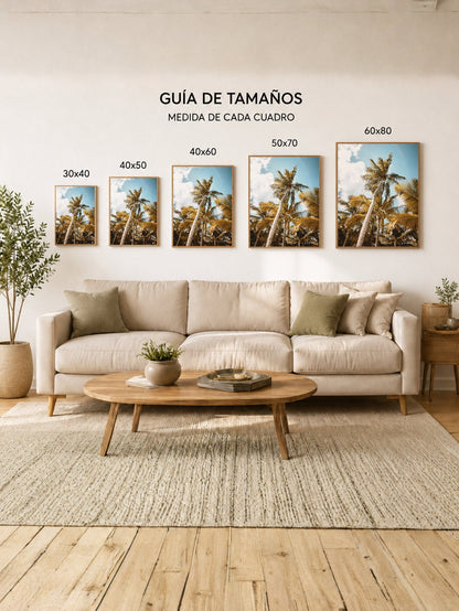 Cuadro Decorativo Playa, Palmeras Hora Dorada