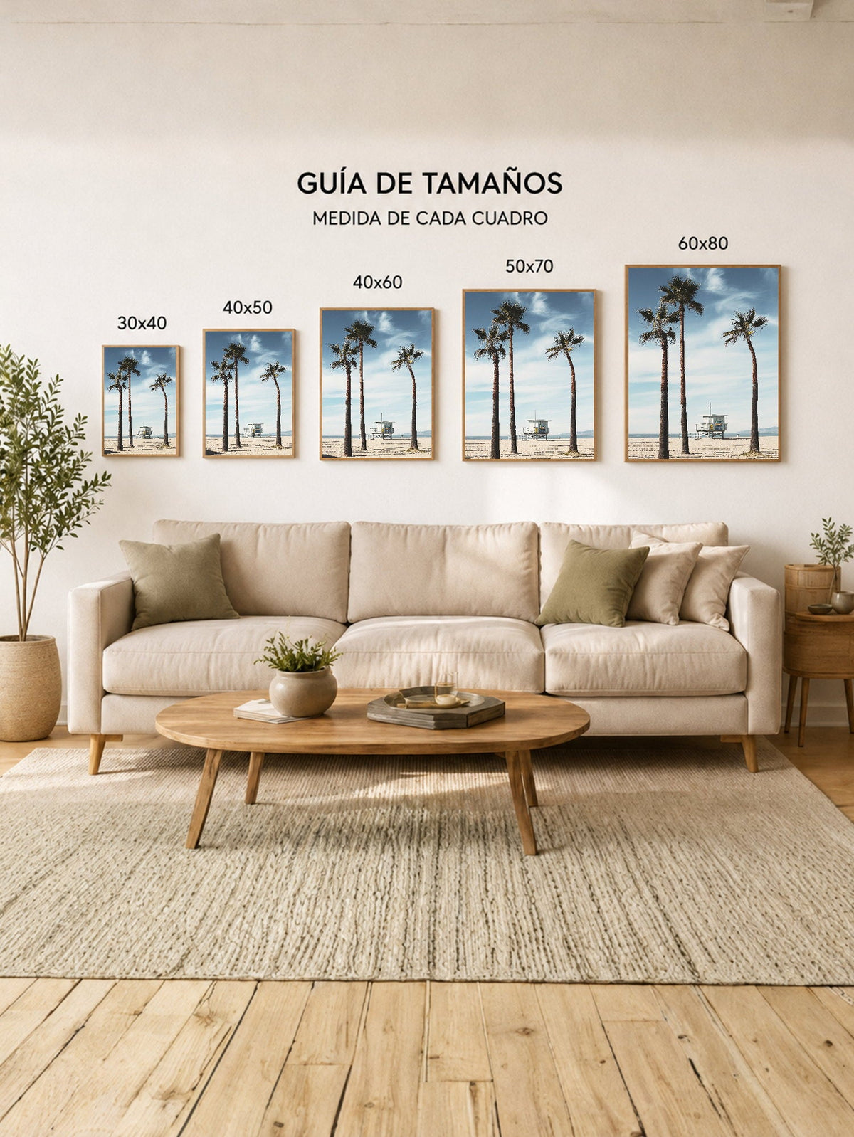Cuadro Decorativo Playa, Palmeras Puesto Guardavidas