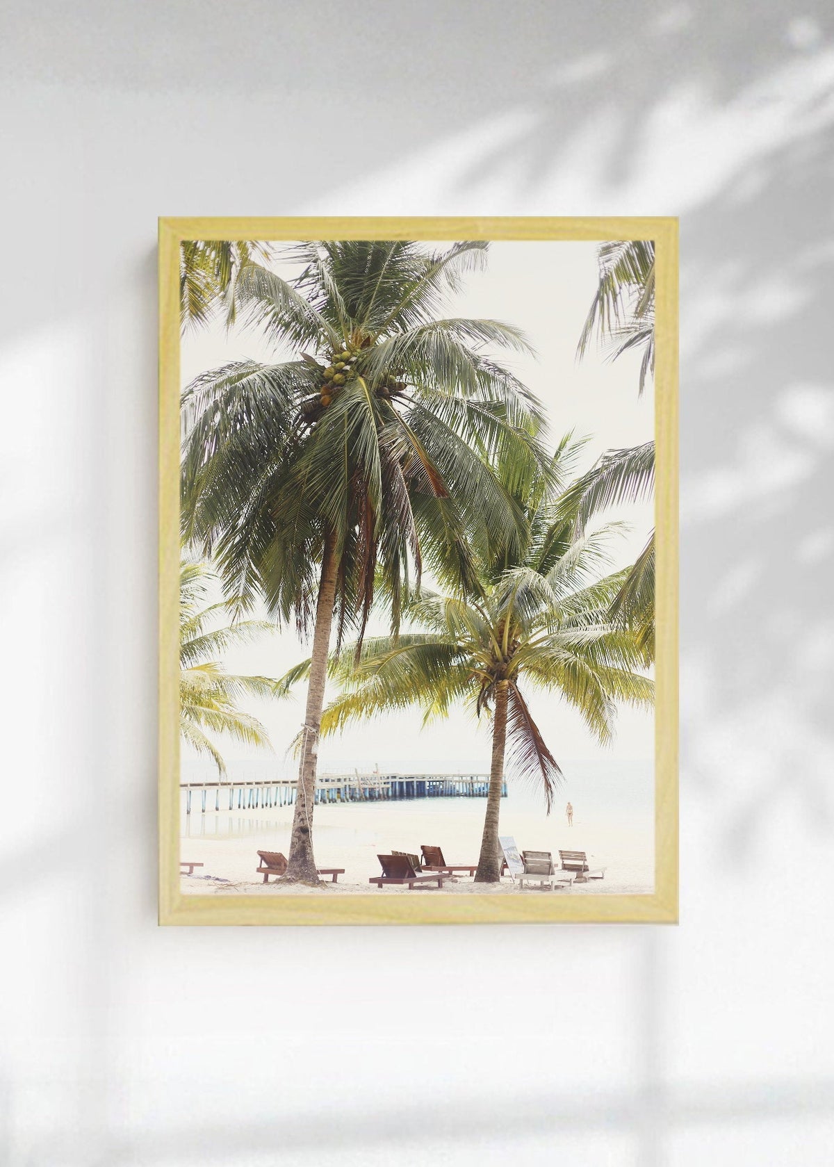 Cuadro Decorativo Playa, Palmeras Reposeras Muelle