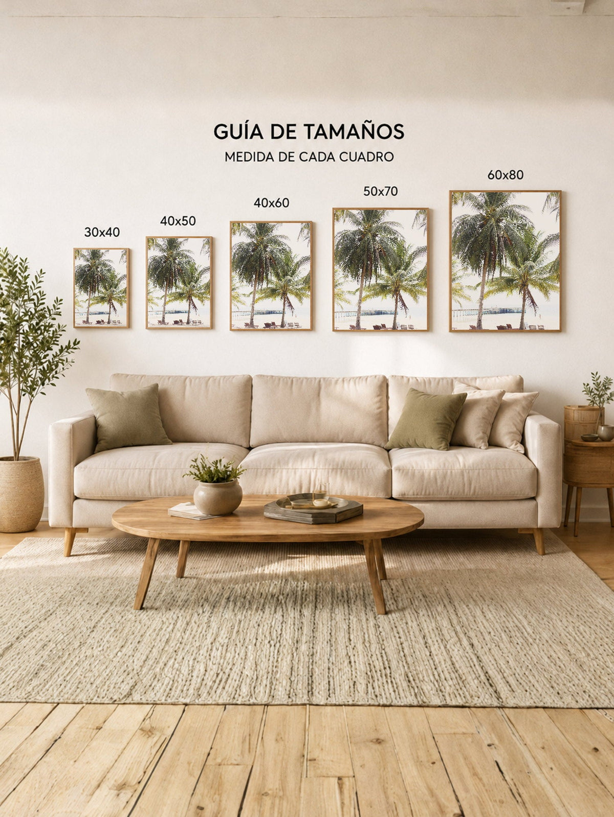 Cuadro Decorativo Playa, Palmeras Reposeras Muelle