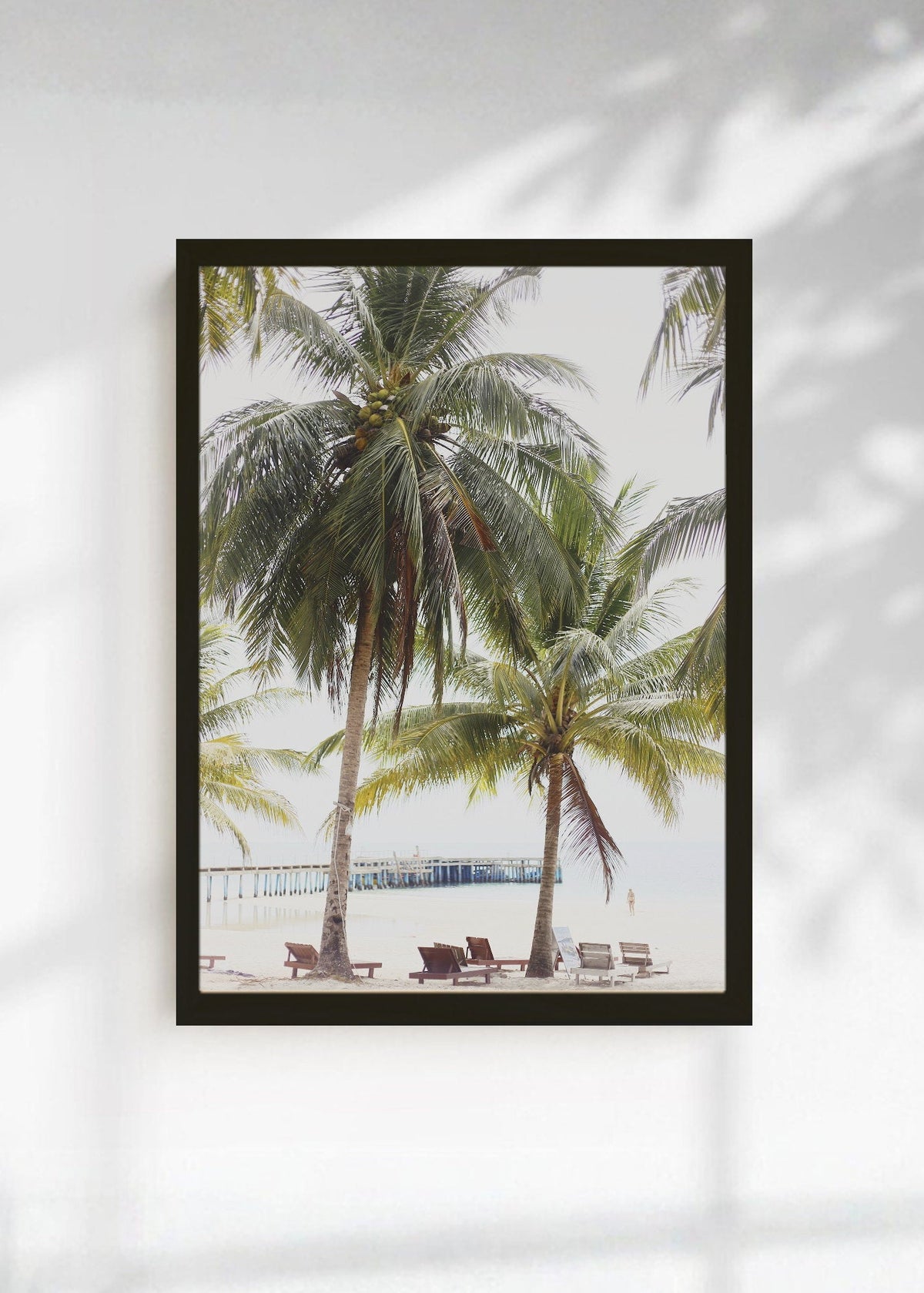 Cuadro Decorativo Playa, Palmeras Reposeras Muelle