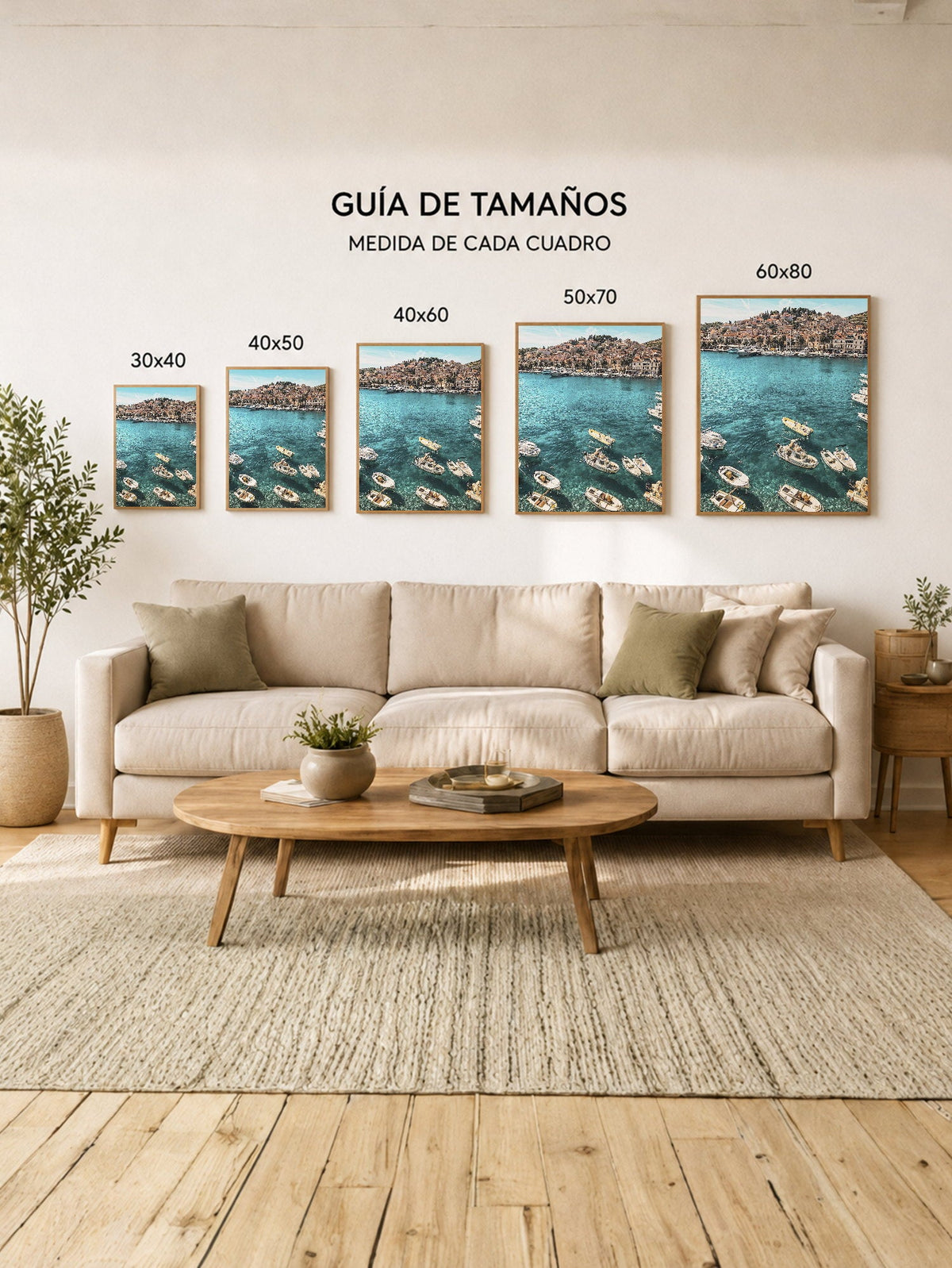 Cuadro Decorativo Playa, Puerto Botes Turquesa