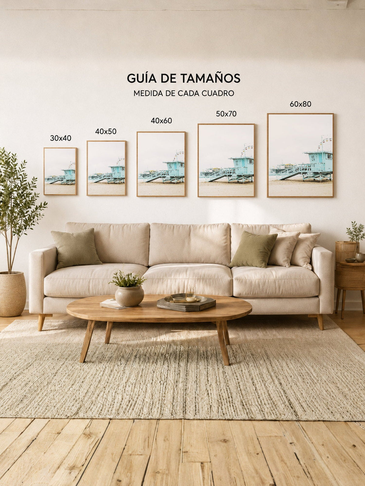 Cuadro Decorativo Playa, Puesto Guardavidas Celeste