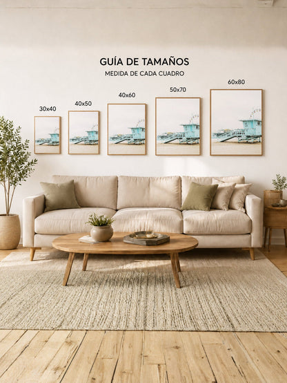 Cuadro Decorativo Playa, Puesto Guardavidas Celeste