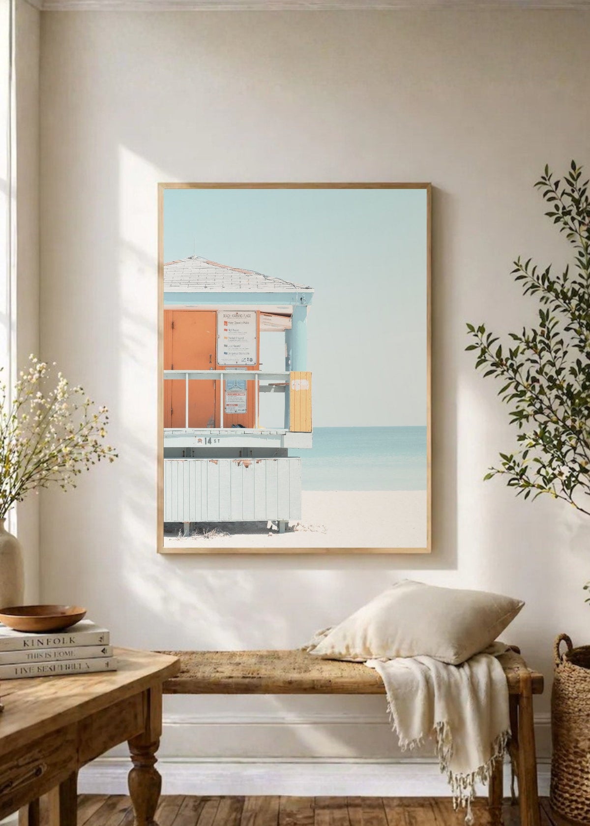 Cuadro Decorativo Playa, Puesto Guardavidas Naranja