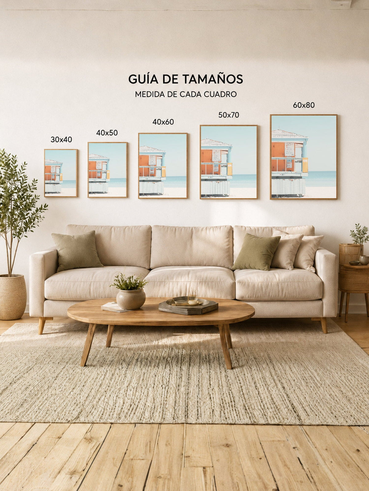 Cuadro Decorativo Playa, Puesto Guardavidas Naranja