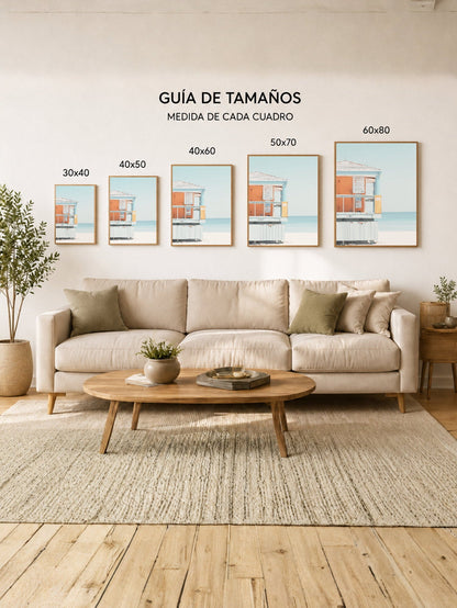 Cuadro Decorativo Playa, Puesto Guardavidas Naranja