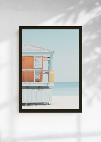 Cuadro Decorativo Playa, Puesto Guardavidas Naranja