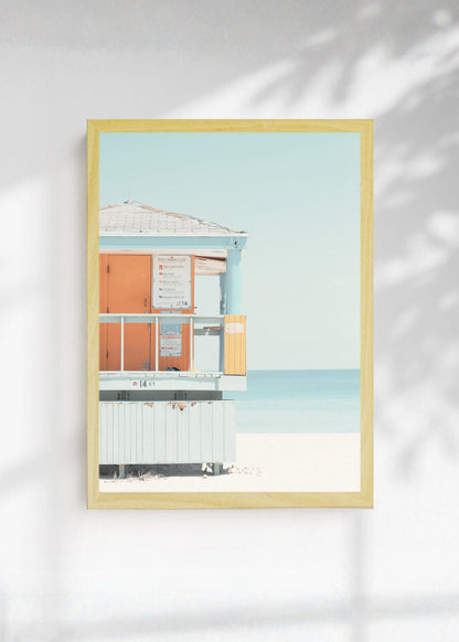 Cuadro Decorativo Playa, Puesto Guardavidas Naranja