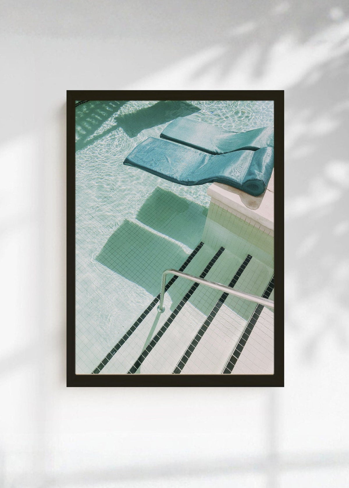 Cuadro Decorativo Playa, Reposeras Pileta Menta
