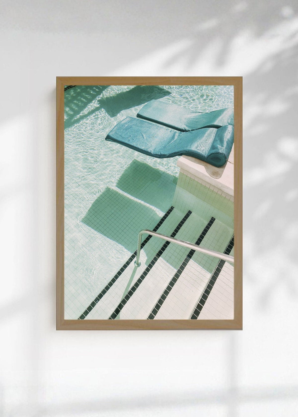 Cuadro Decorativo Playa, Reposeras Pileta Menta