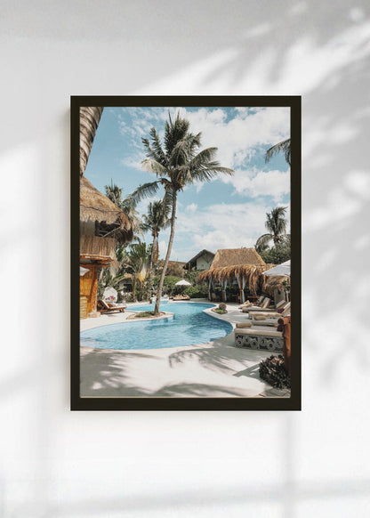 Cuadro Decorativo Playa, Resort Pileta Palmeras