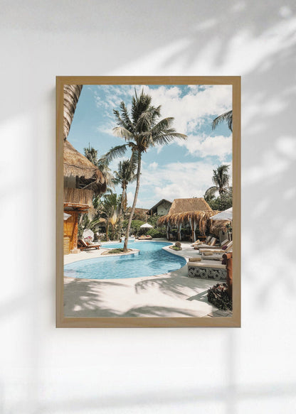 Cuadro Decorativo Playa, Resort Pileta Palmeras