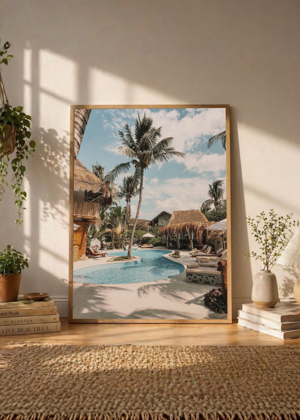 Cuadro Decorativo Playa, Resort Pileta Palmeras