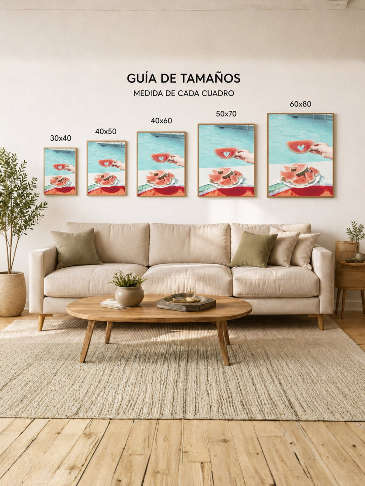 Cuadro Decorativo Playa, Sandía Pileta Corazón