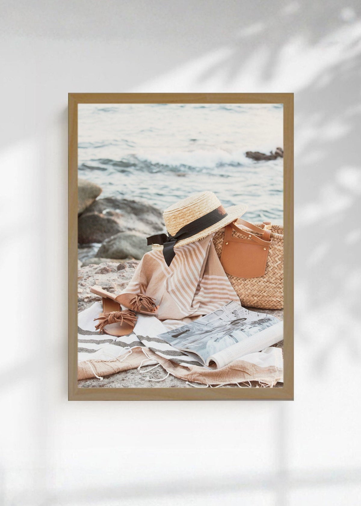 Cuadro Decorativo Playa, Sombrero Canasta Orilla