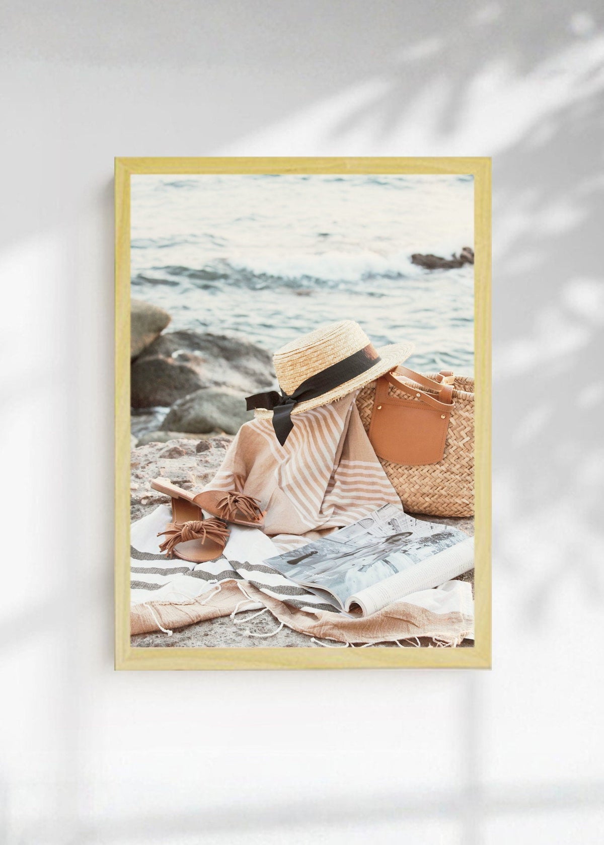 Cuadro Decorativo Playa, Sombrero Canasta Orilla