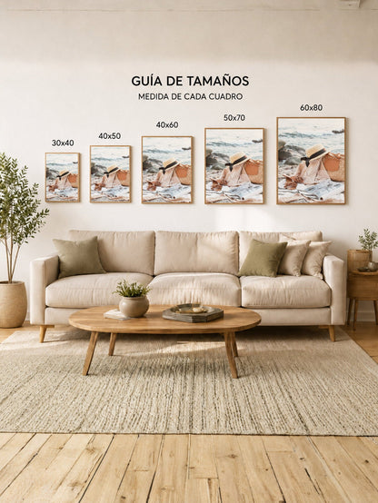 Cuadro Decorativo Playa, Sombrero Canasta Orilla