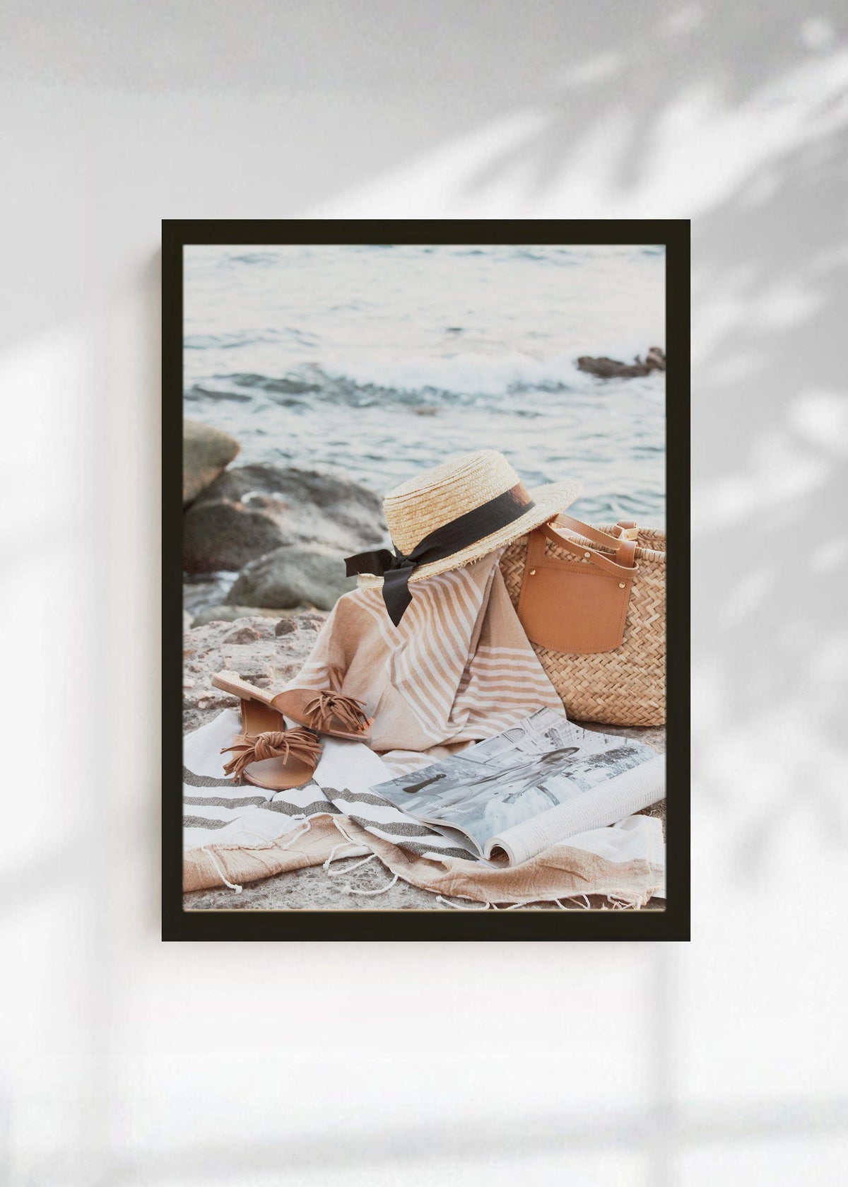 Cuadro Decorativo Playa, Sombrero Canasta Orilla