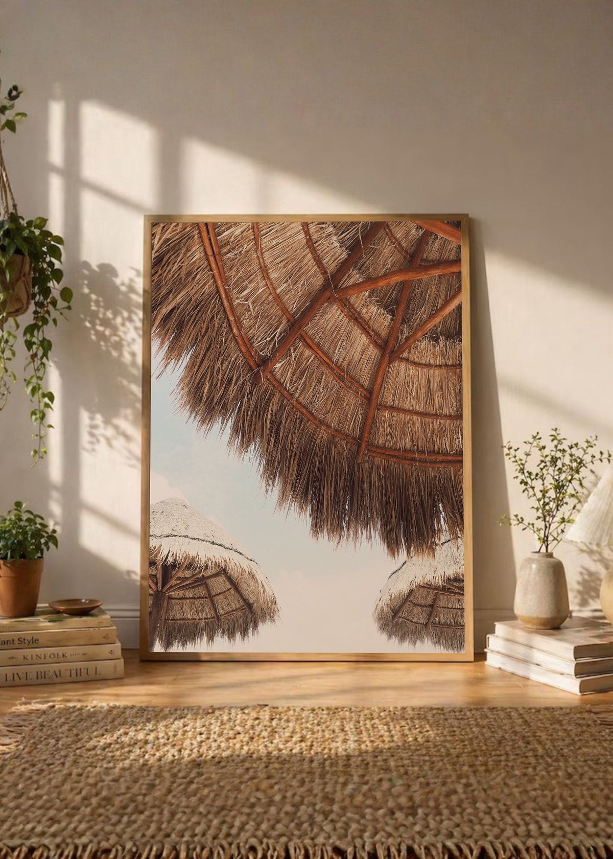 Cuadro Decorativo Playa, Sombrilla Paja Detalle