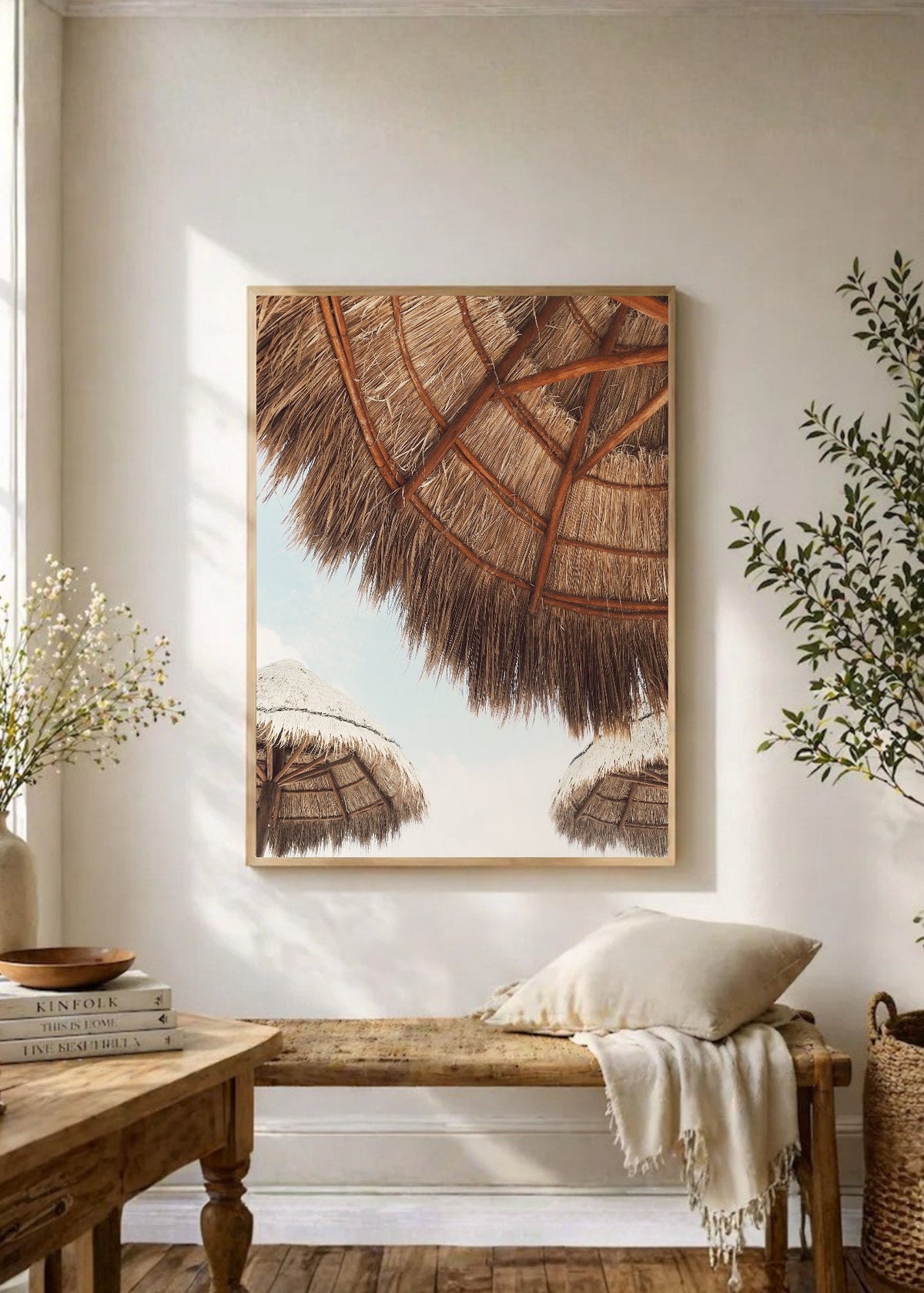 Cuadro Decorativo Playa, Sombrilla Paja Detalle