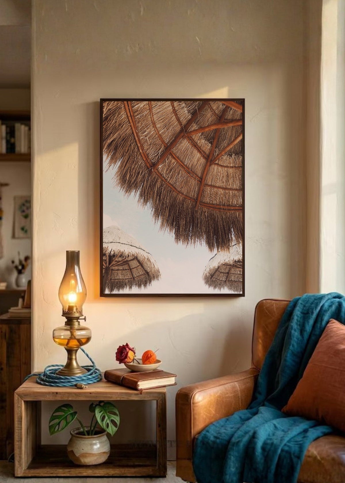 Cuadro Decorativo Playa, Sombrilla Paja Detalle