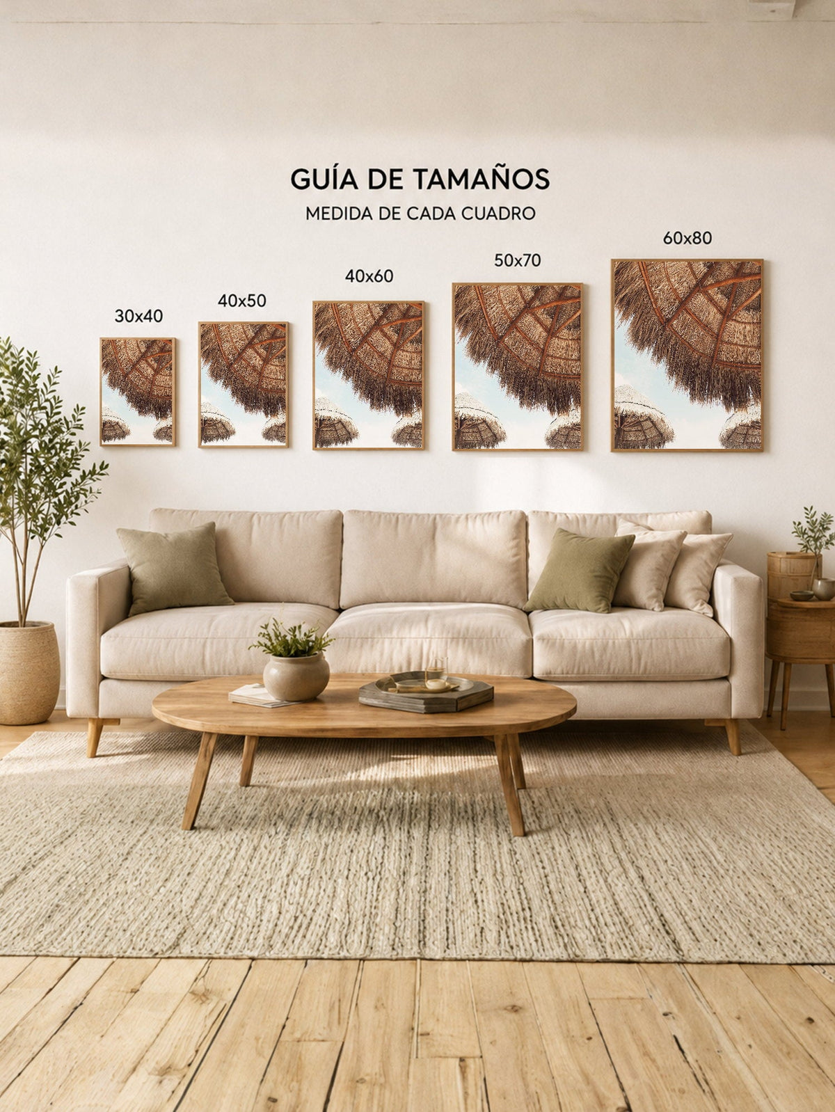 Cuadro Decorativo Playa, Sombrilla Paja Detalle