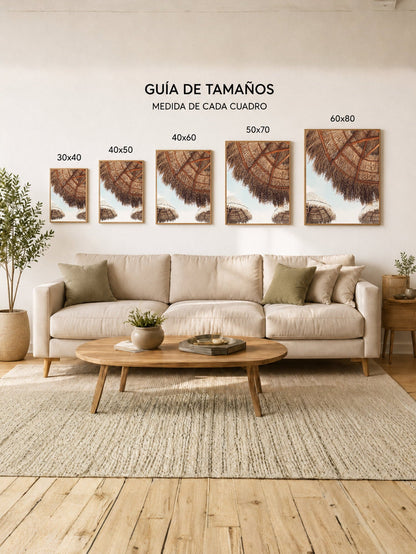Cuadro Decorativo Playa, Sombrilla Paja Detalle