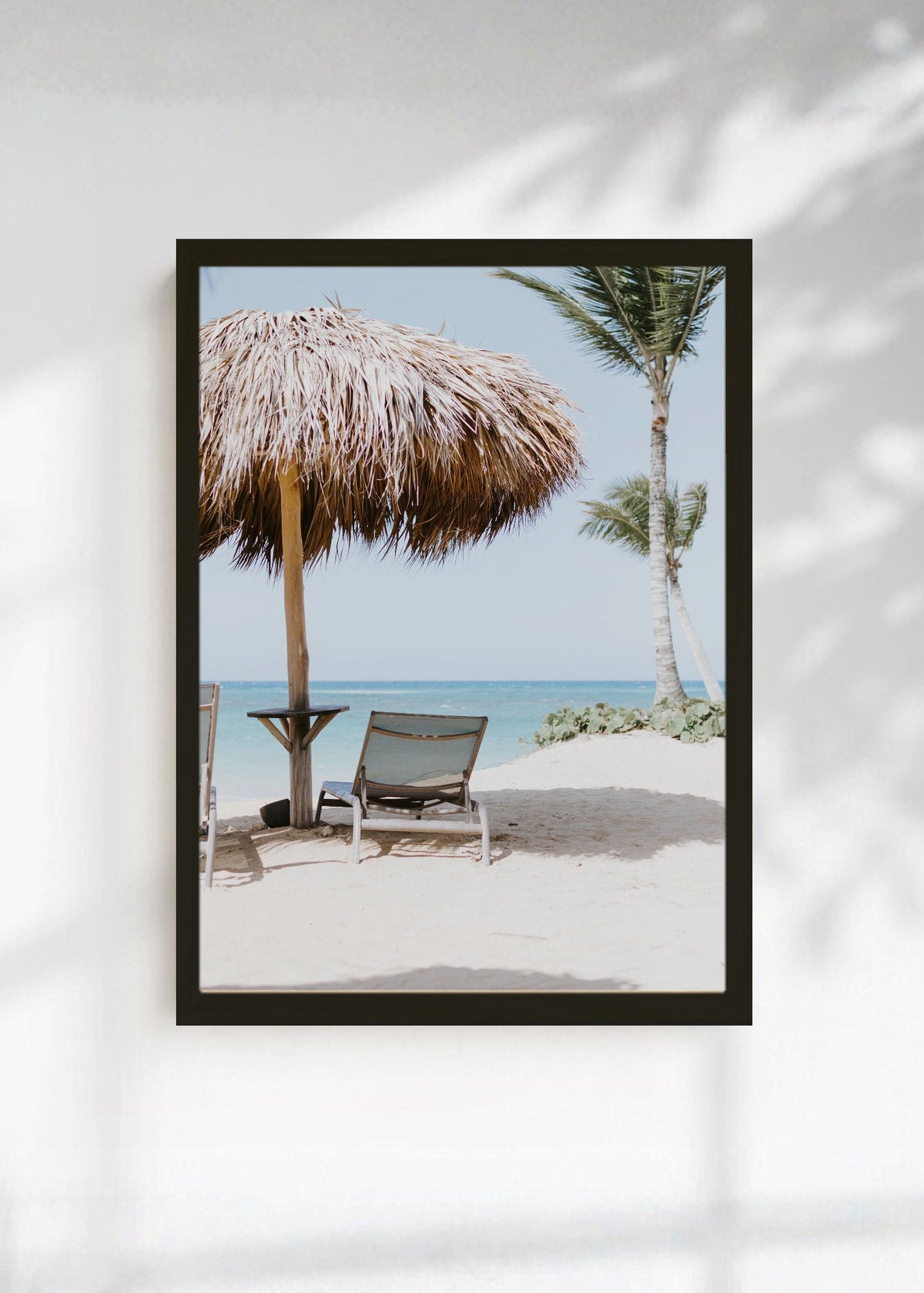 Cuadro Decorativo Playa, Sombrilla Paja Reposera