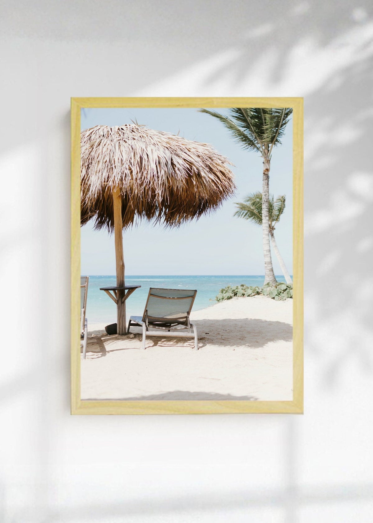Cuadro Decorativo Playa, Sombrilla Paja Reposera