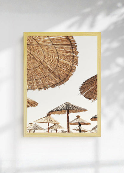 Cuadro Decorativo Playa, Sombrillas Paja Circulo