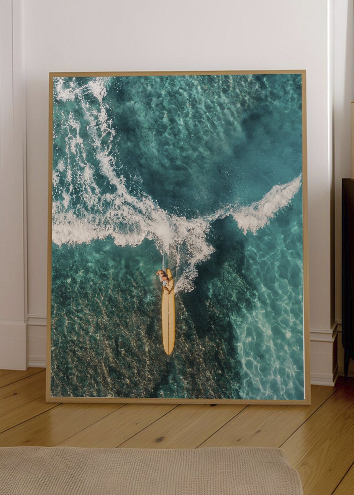 Cuadro Decorativo Playa, Surfista Aéreo Ola Turquesa