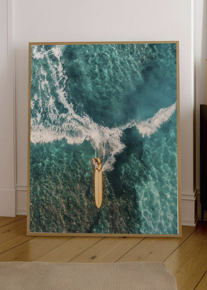 Cuadro Decorativo Playa, Surfista Aéreo Ola Turquesa