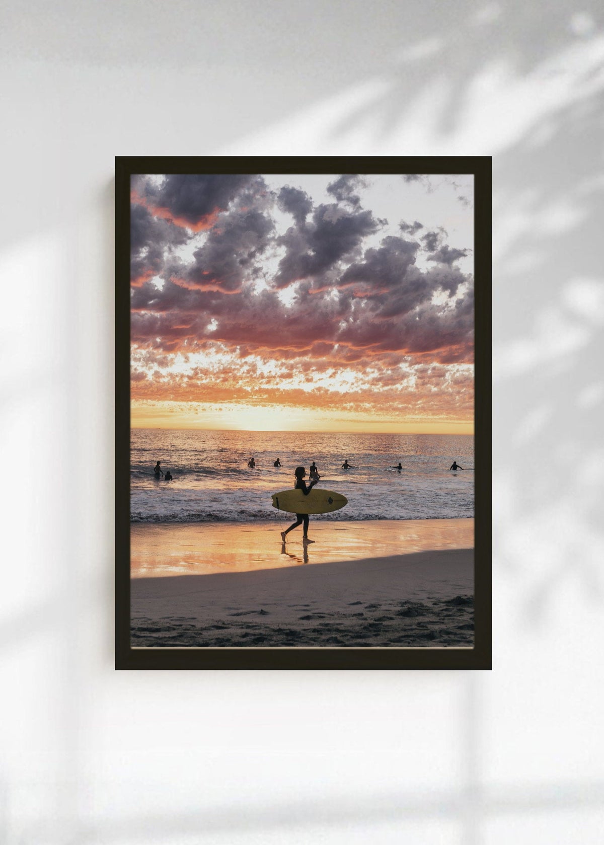 Cuadro Decorativo Playa, Surfista Atardecer Nubes