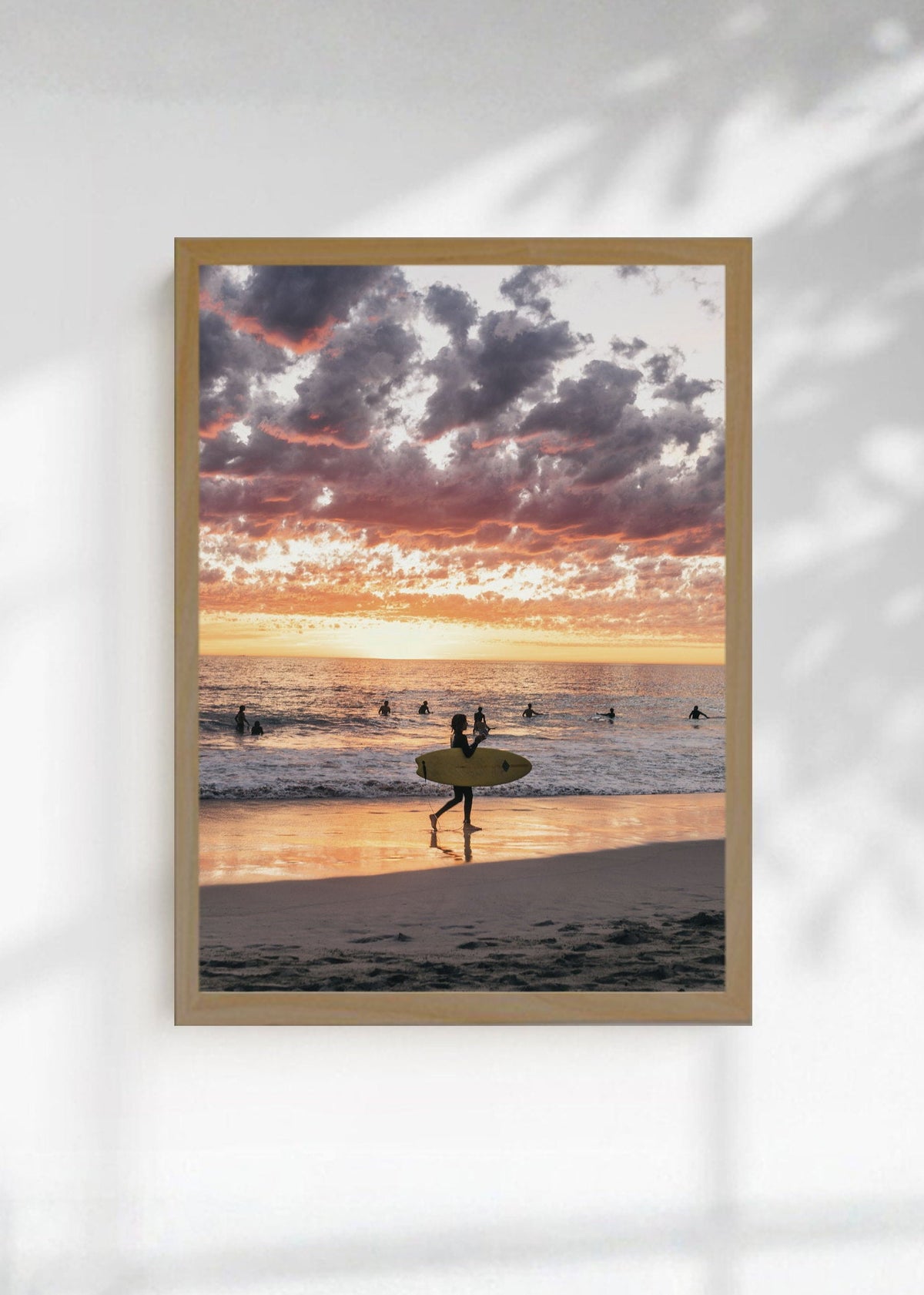 Cuadro Decorativo Playa, Surfista Atardecer Nubes