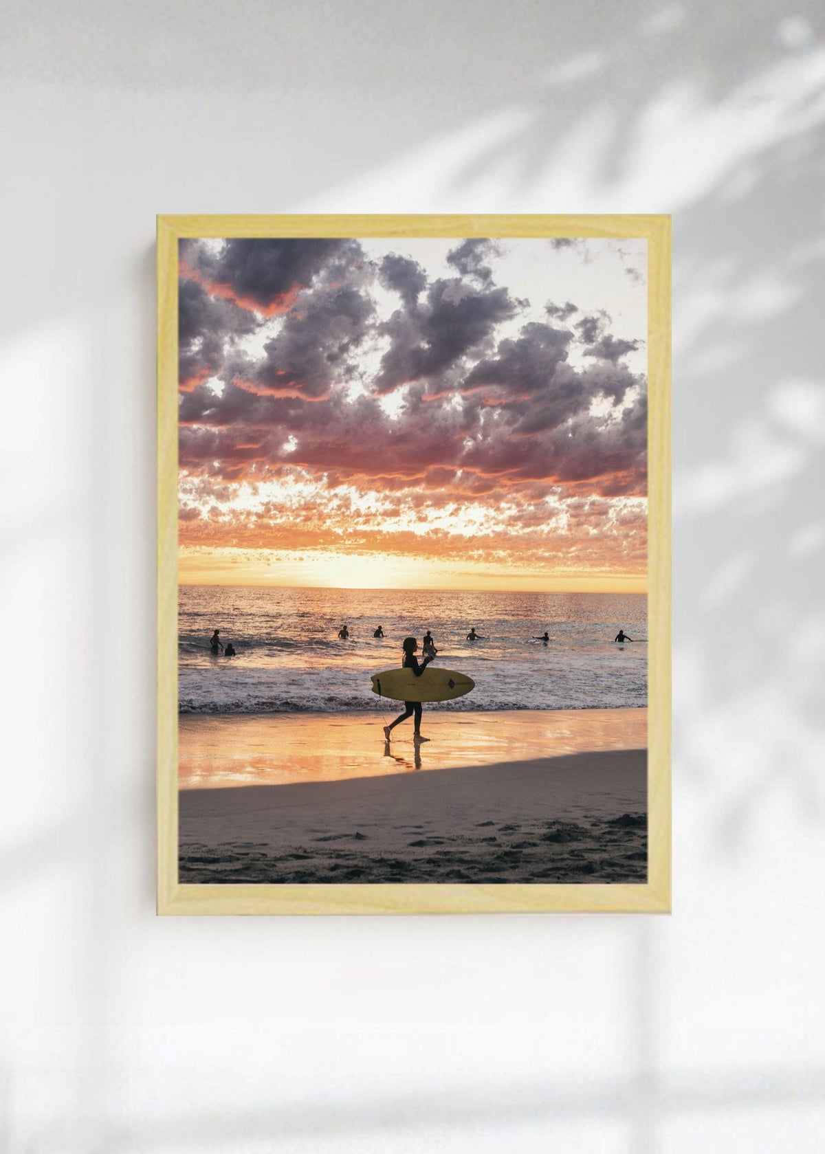 Cuadro Decorativo Playa, Surfista Atardecer Nubes