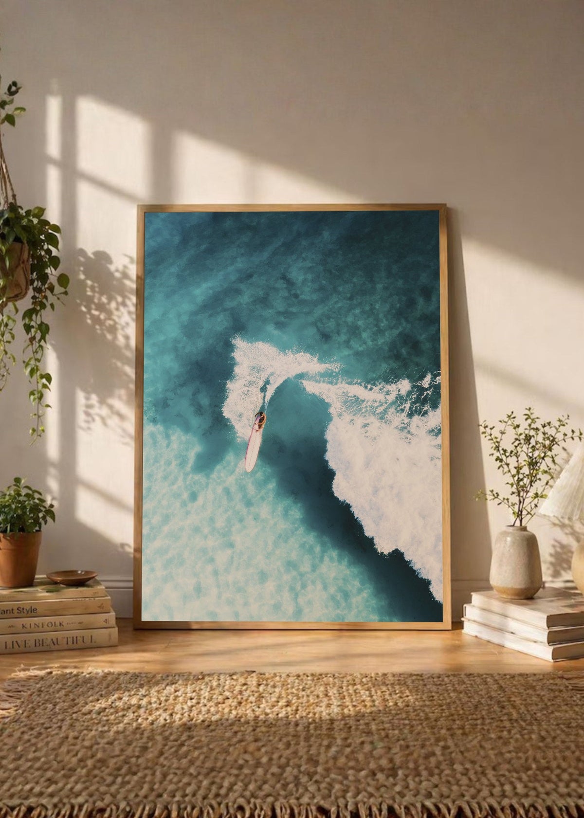 Cuadro Decorativo Playa, Surfista Ola Blanca
