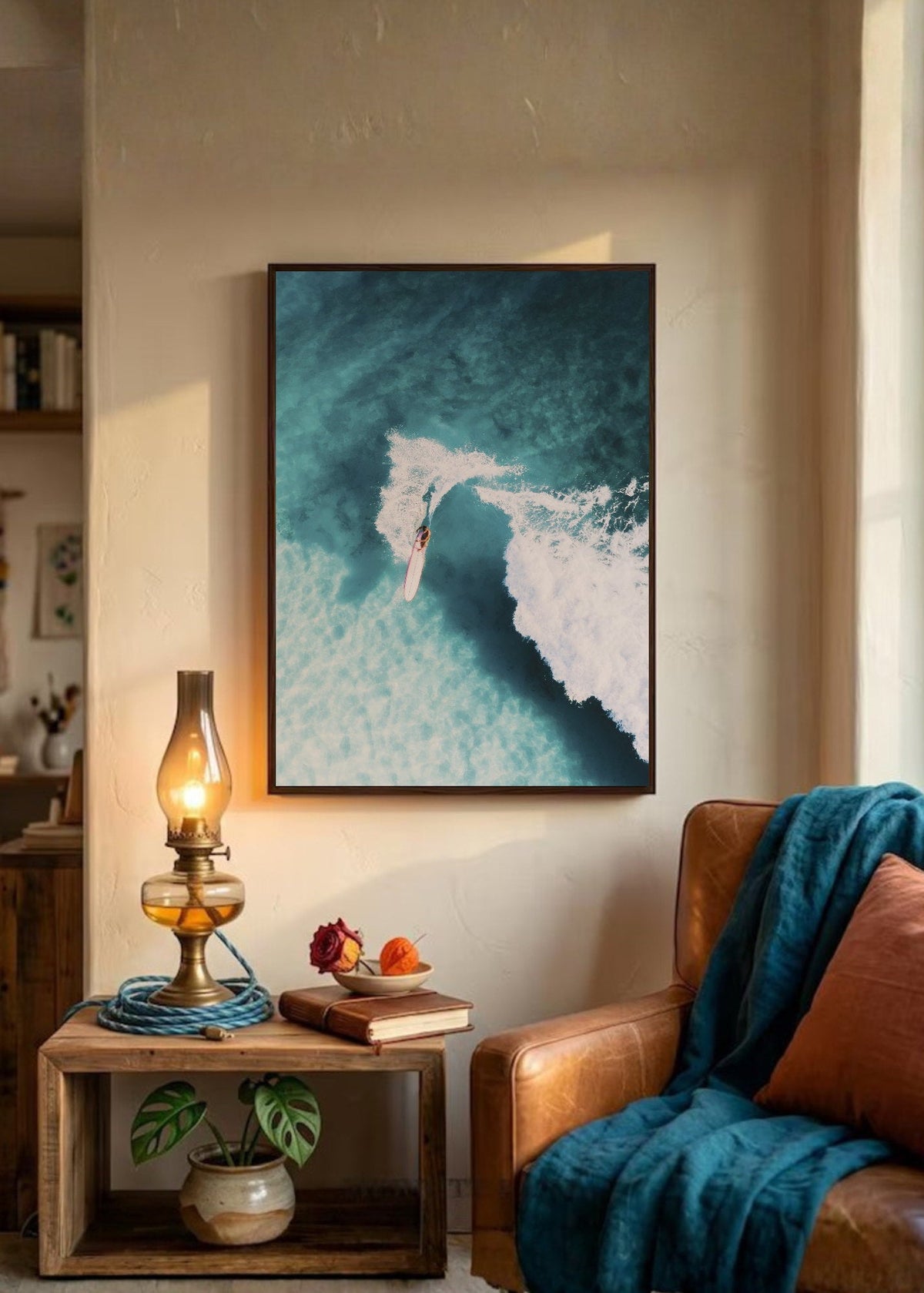 Cuadro Decorativo Playa, Surfista Ola Blanca