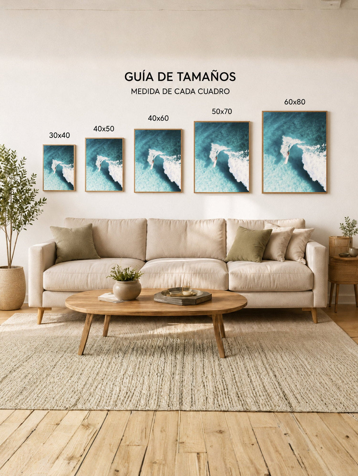 Cuadro Decorativo Playa, Surfista Ola Blanca