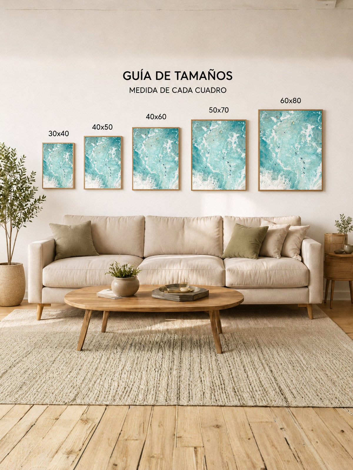 Cuadro Decorativo Playa, Surfistas Agua Turquesa