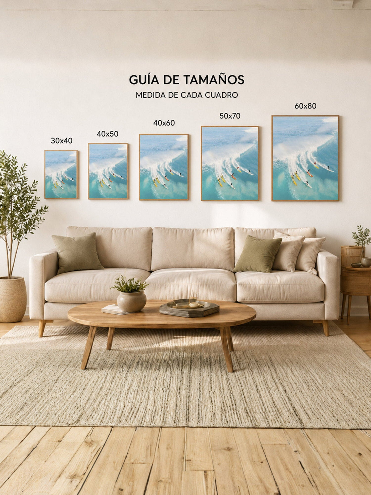 Cuadro Decorativo Playa, Surfistas Ola Grande