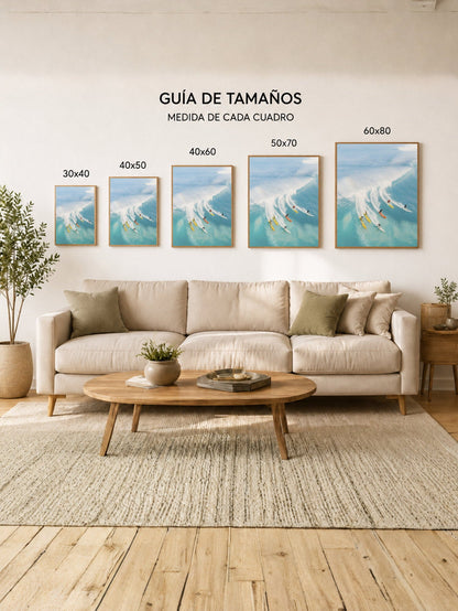 Cuadro Decorativo Playa, Surfistas Ola Grande