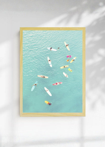 Cuadro Decorativo Playa, Surfistas Tablas Aérea