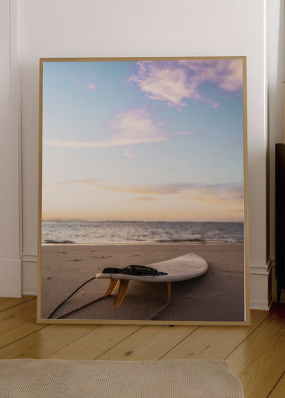 Cuadro Decorativo Playa, Tabla Arena Atardecer