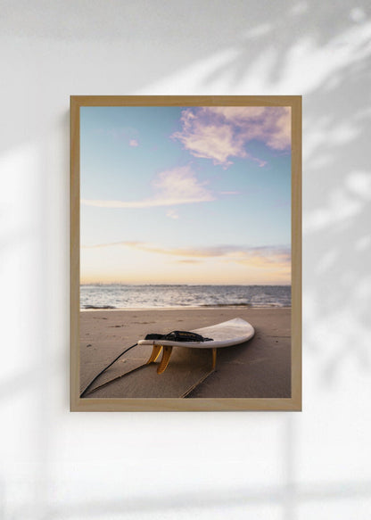 Cuadro Decorativo Playa, Tabla Arena Atardecer